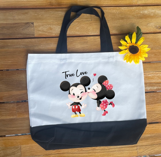 Minnie Kissing Mickey Love You Tote Bag