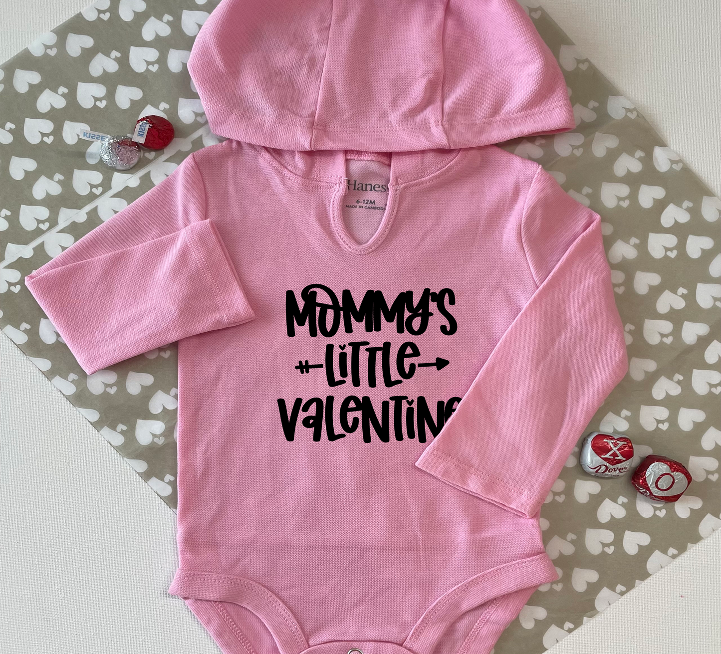 Mommy's Little Valentine Hooded Onesie