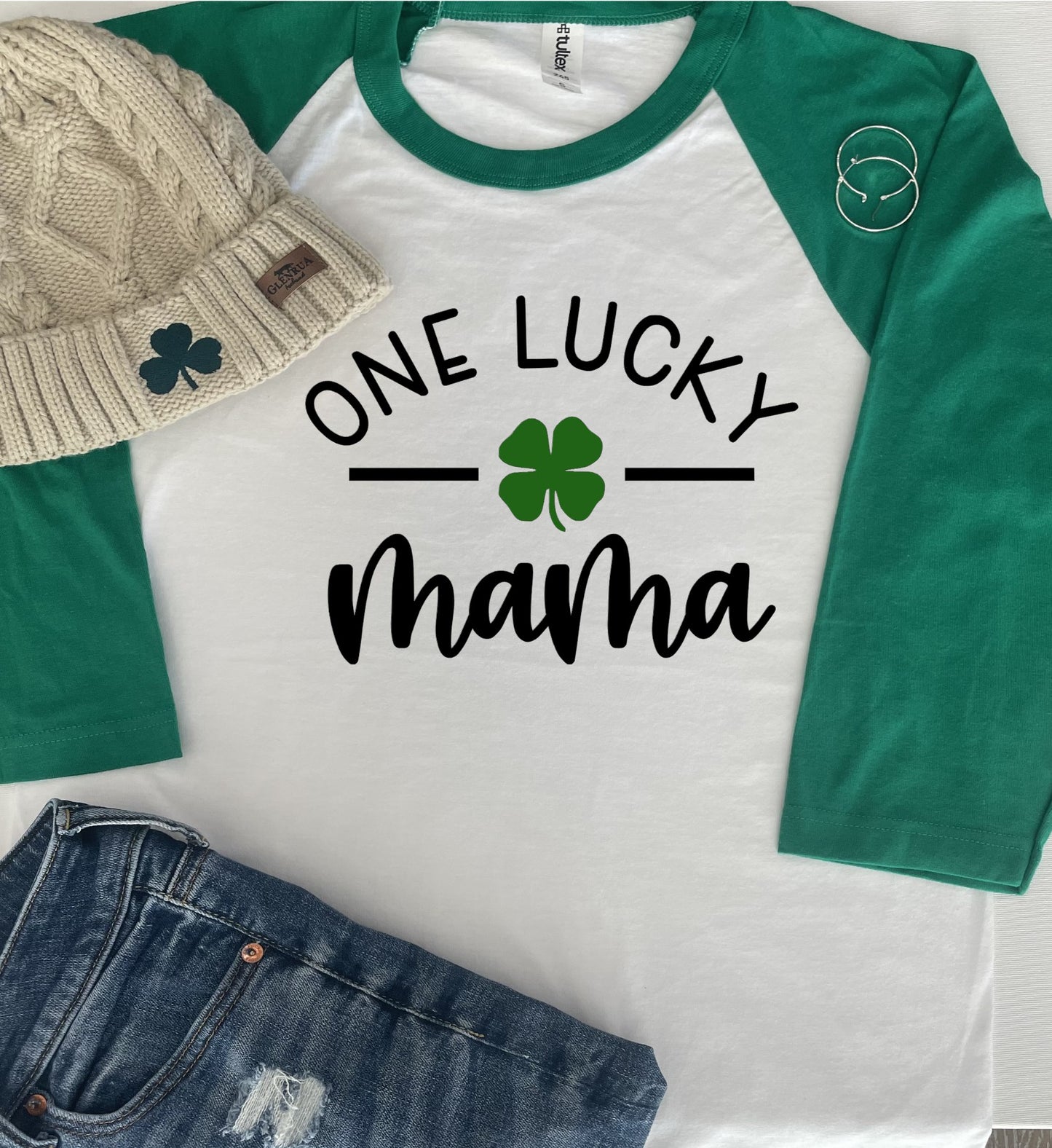 One Lucky Mama Baseball T-shirt