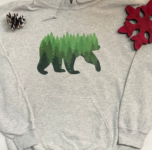 Bear Silhouette w/ Trees Hoodie